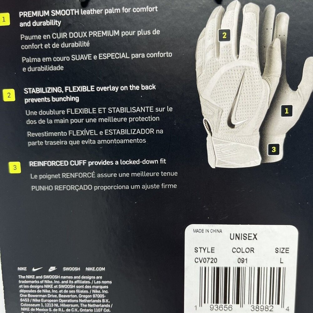 Nike Alpha Huarache Elite Baseball Batting Gloves Black Men’s Large CV0720-091 - Picture 5 of 5